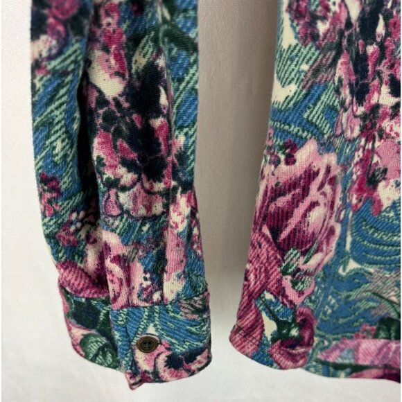 D&Co Womens Floral Long Sleeve Stretch Button-Down Shirt Blouse Size M - Picture 6 of 8